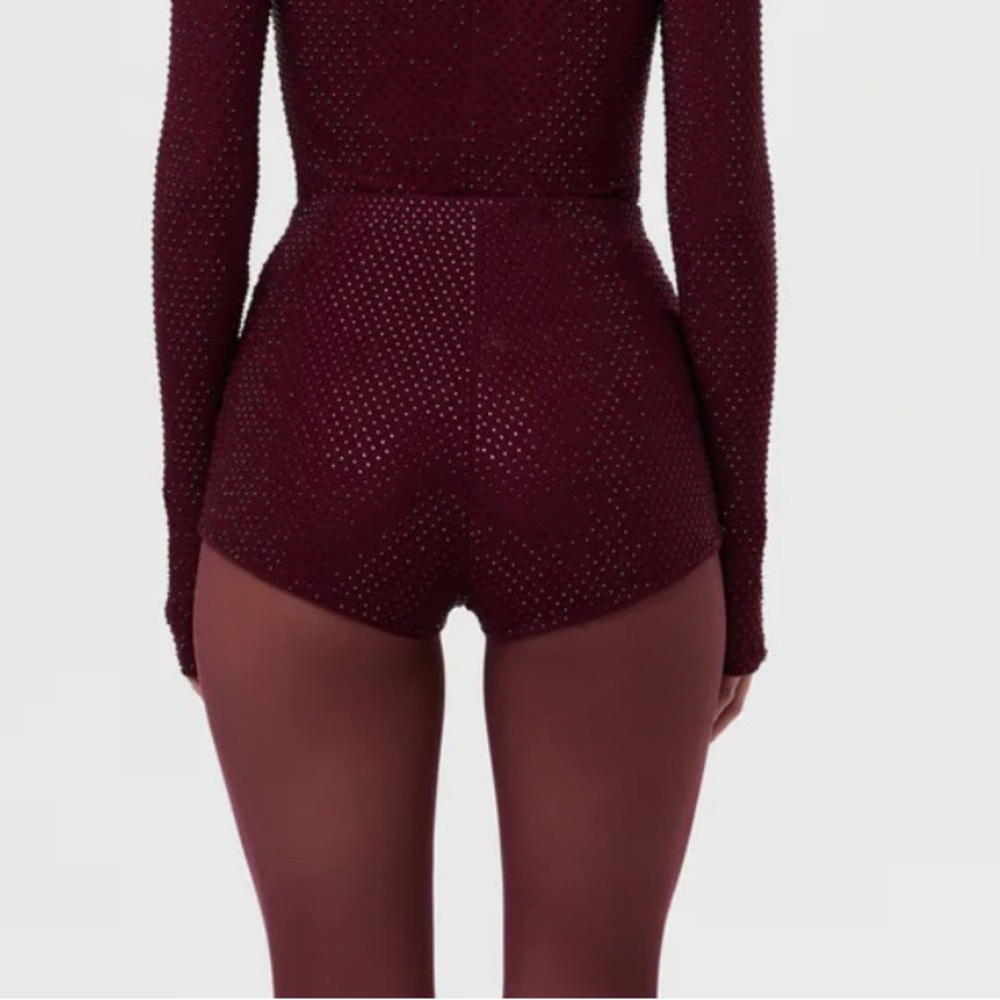 Naked Wardrobe Burgundy High Waist Shorts - Picture 2 of 5